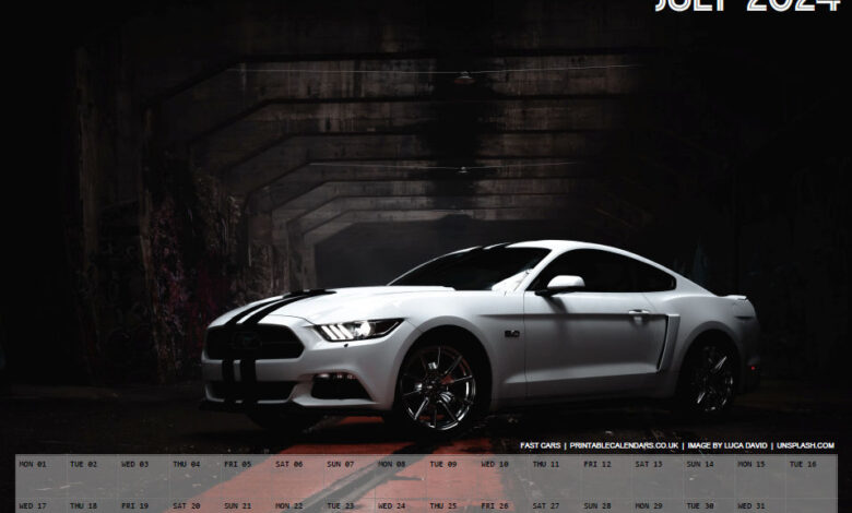 Fast Cars Calendar - July 2024